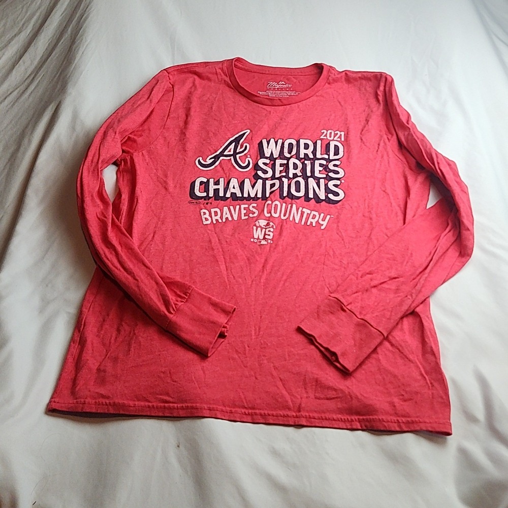 Majestic Threads Atlanta Braves 2021 World Series Champions Long Sleeve T-Shirt
